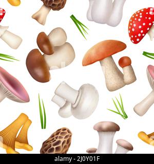 Pilzmuster. Natürliche botanische gesunde Ernährung mit Ernährung Pfifferlinge Pilz vegetarische anständige Vektor nahtlose Hintergrund Stock Vektor