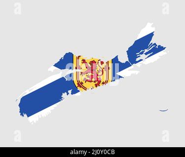 Nova Scotia Karte Flagge. Karte von NS, Kanada mit Flagge. Kanadische Provinz. Vektorgrafik Banner. Stock Vektor