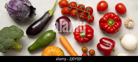 Verschiedene Gemüsesorten anzeigen. Hochwertige Fotos Stockfoto
