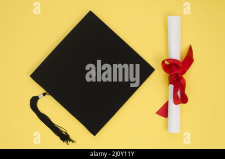 Flach liegend, festliche Graduierung. Hochwertige Fotos Stockfoto