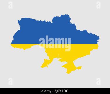 Ukraine Flagge Karte. Karte der Ukraine mit dem ukrainischen Länderbanner. Vektorgrafik. Stock Vektor