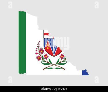 Flagge Yukon Karte. Karte von YT, Kanada mit Flagge. Vektorgrafik Banner. Stock Vektor
