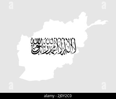 Afghanische Landkarte Flagge. Karte des islamischen Emirats Afghanistan mit taliban-Flagge. Vektorgrafik. Stock Vektor