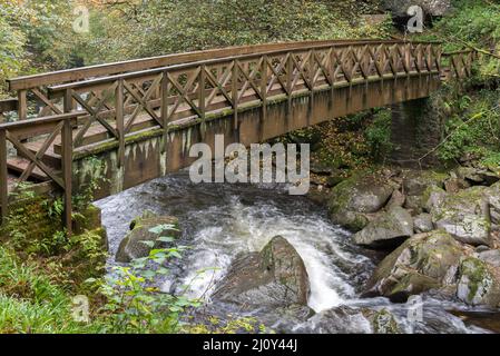 Brücke über den East Lyn River in der Nähe von Lynmouth in Devon Stockfoto