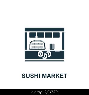 Symbol für den Sushi-Markt. Monochromes, einfaches Symbol für Vorlagen, Webdesign und Infografiken Stock Vektor