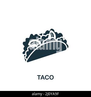 Taco-Symbol. Monochromes, einfaches Symbol für Vorlagen, Webdesign und Infografiken Stock Vektor