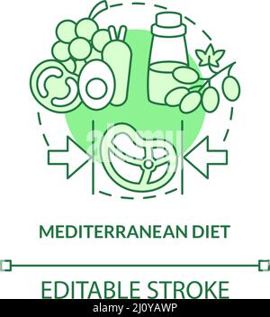 Mediterrane Ernährung grün Konzept Symbol Stock Vektor