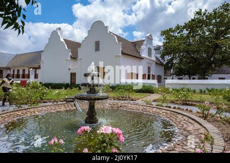 Historische alte holländische Bouldungen in der Altstadt von Stellenbosch, Westkap, Südafrika Stockfoto