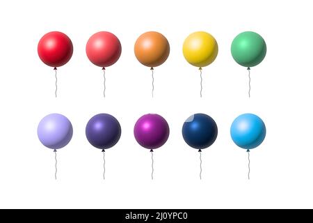 Ballon isoliert auf weißem Hintergrund eingestellt. Vektor realistische bunte festliche 3D Ballons Vorlage für Jubiläum, Geburtstagsfeier Design Stock Vektor
