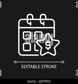 Jährliche Bonus Pixel perfekte weiße lineare Symbol für dunkle Thema Stock Vektor