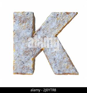 Stein mit goldenen Metallpartikeln Buchstabe K 3D Stockfoto