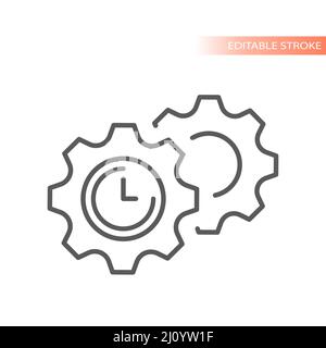 Vektor-Symbol für Zahnrad oder Zahnrad und Uhr. Symbol für die Einstellungen. Stock Vektor