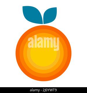 Orange. Bio-Frucht isoliert auf weißem Hintergrund. Gesunder Lebensstil. Vektorgrafik im flachen Stil. Stock Vektor
