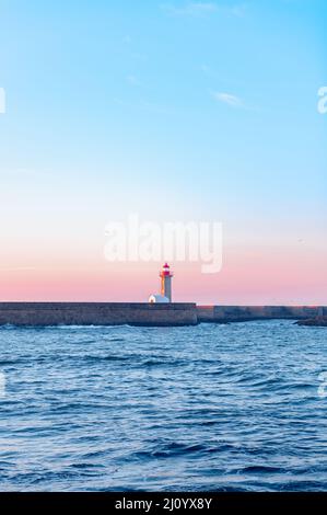 Leuchtturm Farolim de Felgueiras Stockfoto