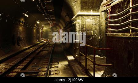 Tief u-Bahn Tunnel im Bau Stockfoto