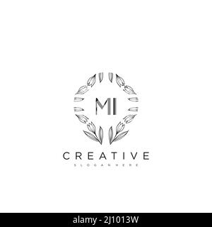 MI Anfangsbuchstabe Blume Logo Vorlage Vektor Premium-Vektor Stock Vektor