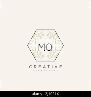 MQ Anfangsbuchstabe Blume Logo Vorlage Vektor Premium-Vektor Stock Vektor