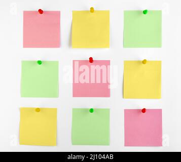 Ansicht der Haftnotizen-Sammlung von oben Stockfoto
