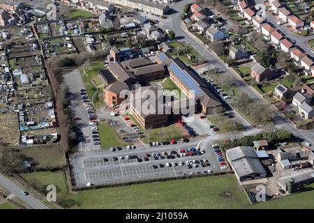 Luftaufnahme des Bezirksrats von Durham (lokale Regierungsbüros) in Spennymoor, County Durham Stockfoto