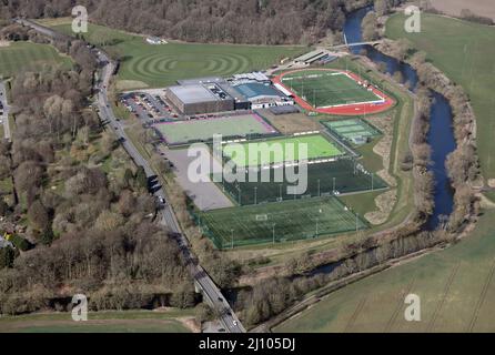 Luftaufnahme des Graham Sports Center auf der Ostseite der Stadt Durham, Grafschaft Durham Stockfoto