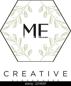 ME Initial Letter Flower Logo Template Vektor Premium-Vektor Stock Vektor
