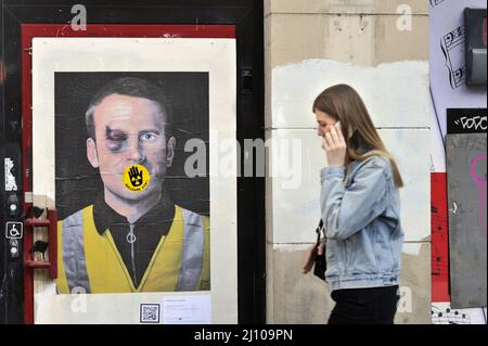 FRANKREICH. PARIS (75) MÄRZ 20 2022, DEMONSTRATIONSORT DE LA REPUBLIQUE PLATZ DER PARTEI LA FRANCE INSOUMIE ZUR UNTERSTÜTZUNG DER PRÄSIDENTSCHAFTSKANDIDATUR Stockfoto