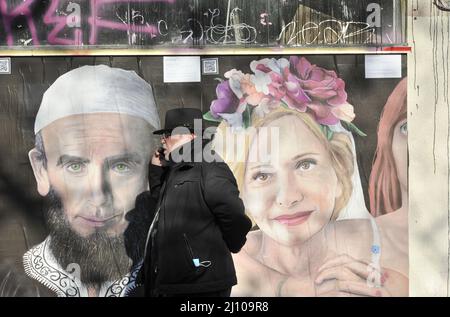 FRANKREICH. PARIS (75) MÄRZ 20 2022, DEMONSTRATIONSORT DE LA REPUBLIQUE PLATZ DER PARTEI LA FRANCE INSOUMIE ZUR UNTERSTÜTZUNG DER PRÄSIDENTSCHAFTSKANDIDATUR Stockfoto