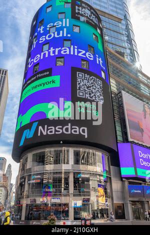 NASDAQ-Gebäude am Time Square, New York, USA Stockfoto