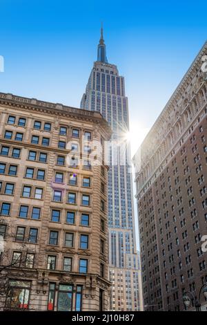 Das Empire State Building bei Sonnenuntergang in New York, USA. Stockfoto