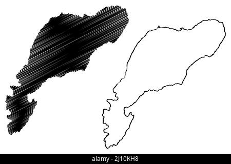 Kalamos Insel (Ionische Inseln, Hellenische Republik, Griechenland) Karte Vektorgrafik, Skizze Karnos Karte Stock Vektor