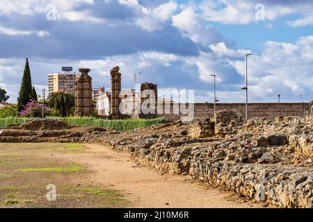 Der römische Circus von Merida, Spanien war für Chariot Racing verwendet und auf der Circus Maximus in Rom nachempfunden. Stockfoto