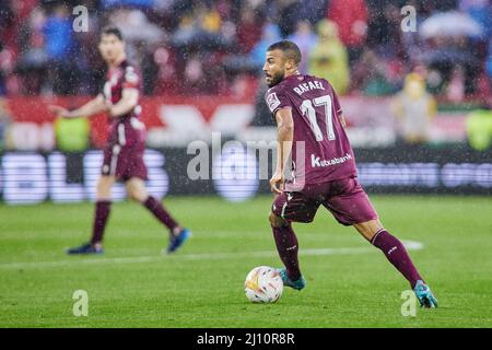 Rafael Alcantara 'Rafinha' von Real Sociedad während des Fußballspiels der spanischen Meisterschaft La Liga zwischen dem FC Sevilla und Real Sociedad am 20. März 2022 im Stadion Ramon Sanchez-Pizjuan in Sevilla, Spanien - Foto: Joaquin Corchero/DPPI/LiveMedia Stockfoto