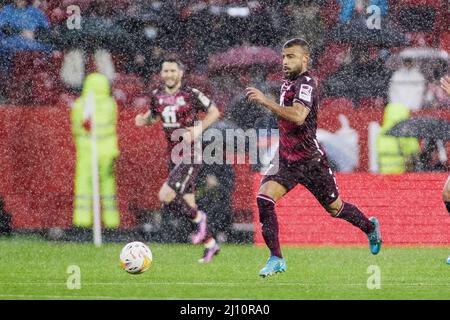 Rafael Alcantara 'Rafinha' von Real Sociedad während des Fußballspiels der spanischen Meisterschaft La Liga zwischen dem FC Sevilla und Real Sociedad am 20. März 2022 im Stadion Ramon Sanchez-Pizjuan in Sevilla, Spanien - Foto: Joaquin Corchero/DPPI/LiveMedia Stockfoto