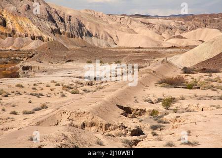 Tonopah und Tidewater Railroad Ruinen entlang Amargosa River Trail, Amargosa River Natural Area, Amargosa Wild and Scenic River, Barstow Field Office Bur Stockfoto