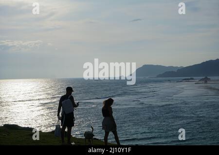 Eines der touristischen Ziele auf der Insel lombok, das die Schönheit des Sonnenuntergangs bietet Stockfoto