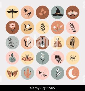 Boho-Highlights decken Symbole gesetzt. Vektor Stock Vektor