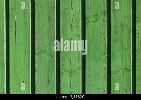 Grüne ländliche Holzwand, Hintergrund Foto Textur Stockfoto