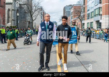 20. März 2022, South Boston St. Patrick's Day Parade, produziert vom South Boston Allied war Veterans Council Stockfoto