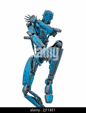 Mega Drohne Soldat Roboter tanzen, 3d-Illustration Stockfoto