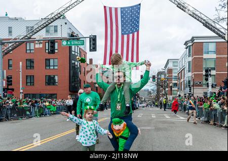 20. März 2022, South Boston St. Patrick's Day Parade, produziert vom South Boston Allied war Veterans Council Stockfoto