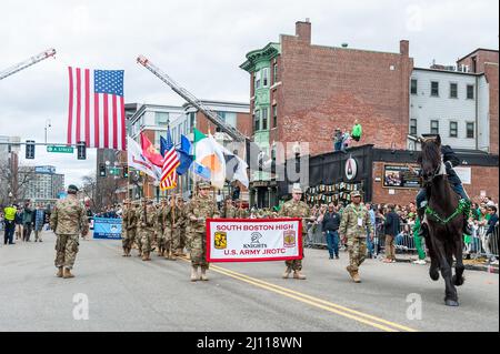 20. März 2022, South Boston St. Patrick's Day Parade, produziert vom South Boston Allied war Veterans Council Stockfoto