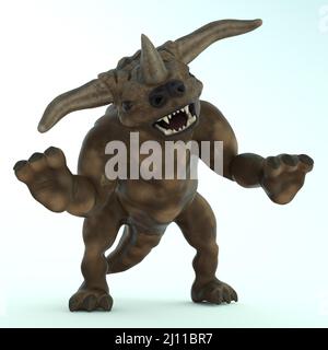 3D-Illustration eines isolierten Alien-Bullen Stockfoto