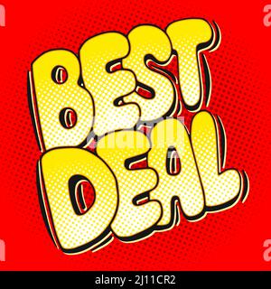 Best Deal Wort roten Banner in Pop-Art Comic-Stil, Vektor-Illustration Stock Vektor