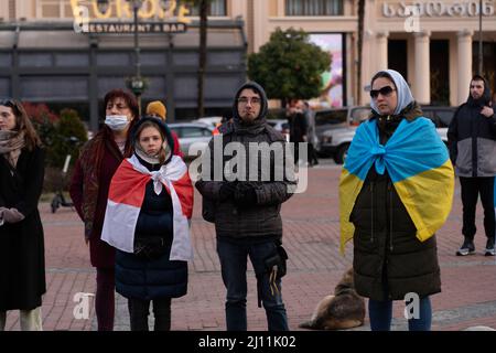 Batumi, Georgien - 21. März 2022: Aktion gegen den Krieg in der Ukraine Stockfoto