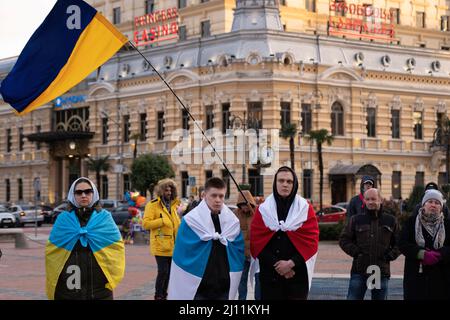 Batumi, Georgien - 21. März 2022: Aktion gegen den Krieg in der Ukraine Stockfoto