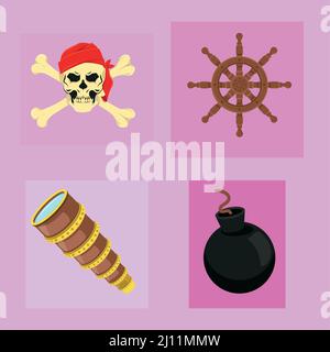 Symbole setzen Piraten Stock Vektor