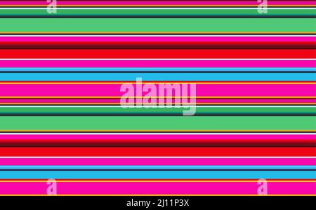 Mexikanische Decke Streifen Vektor-Muster. Hintergrund für Cinco de Mayo Party Dekor oder Ethno Mexiko Stoffmuster mit bunten Streifen. Serape-Design Stock Vektor