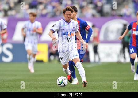 Tokio, Japan. 12. März 2022. Sanfrecce Hiroshimas Yuya Asano beim Ligaspiel 2022 J1 zwischen dem FC Tokyo 2-1 Sanfrecce Hiroshima im Ajinomoto Stadium in Tokio, Japan, 12. März 2022. Quelle: AFLO/Alamy Live News Stockfoto