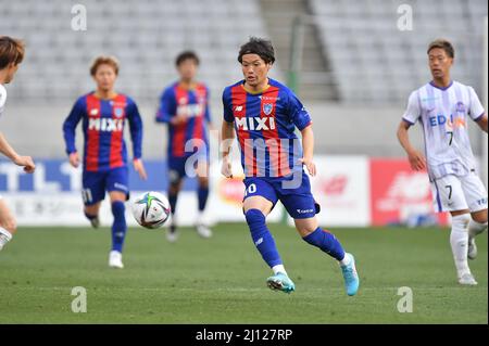 Tokio, Japan. 12. März 2022. Keigo Higashi des FC Tokyo während des Ligakampfs 2022 J1 zwischen dem FC Tokyo 2-1 Sanfrecce Hiroshima im Ajinomoto Stadium in Tokio, Japan, 12. März 2022. Quelle: AFLO/Alamy Live News Stockfoto