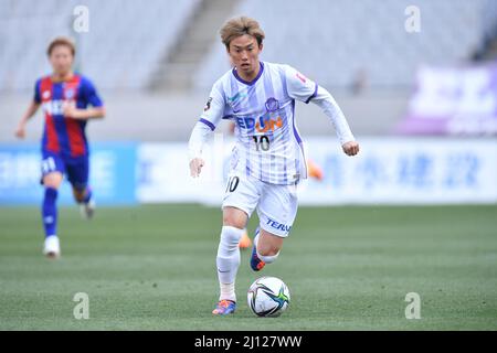 Tokio, Japan. 12. März 2022. Sanfrecce Hiroshimas Tsukasa Morishima beim Ligaspiel 2022 J1 zwischen dem FC Tokyo 2-1 Sanfrecce Hiroshima im Ajinomoto Stadium in Tokio, Japan, 12. März 2022. Quelle: AFLO/Alamy Live News Stockfoto